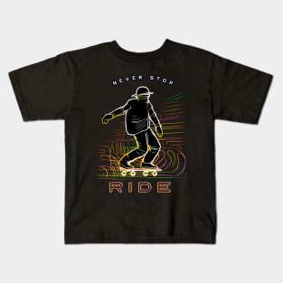 Skateboard Rider Quotes: Minimalist Line Art Design Kids T-Shirt